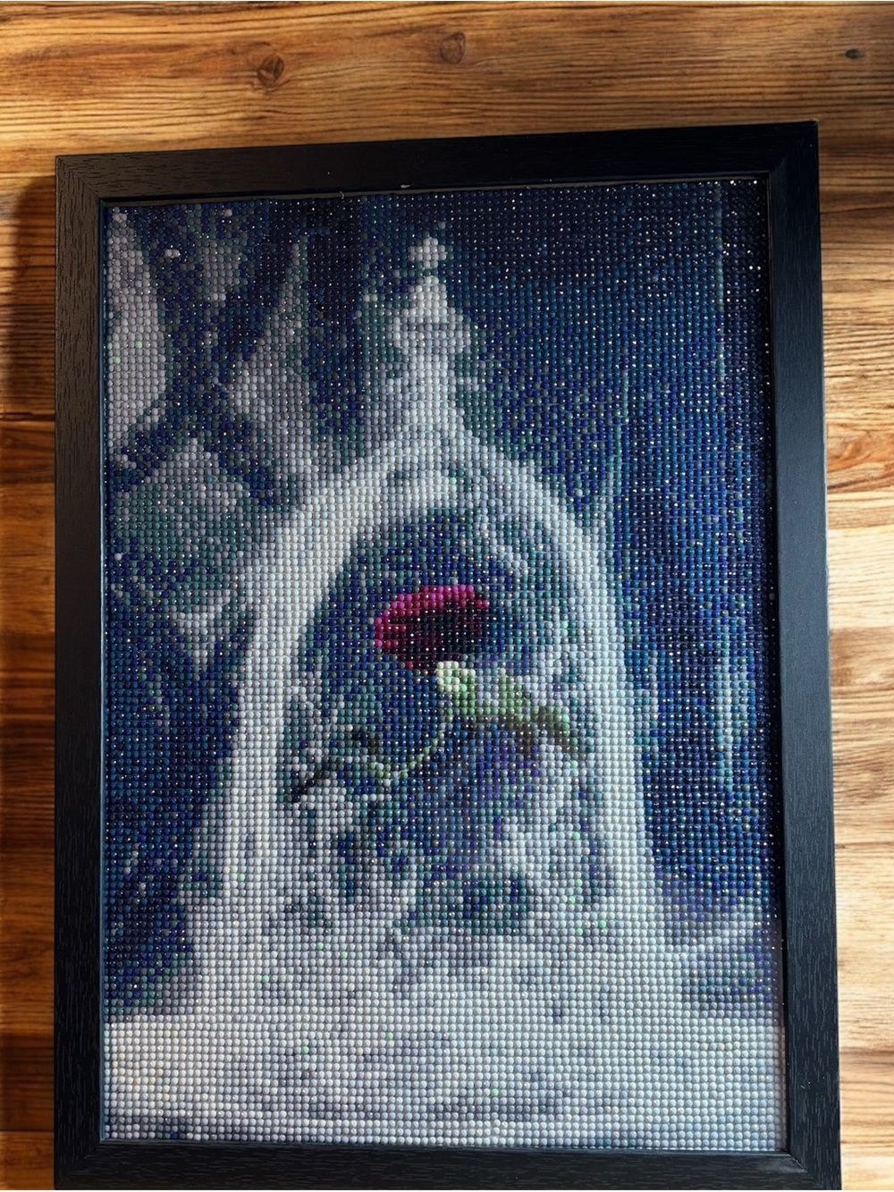 Diamond Art Wall Decor - Framed Red Rose Design - Picture 2 of 3